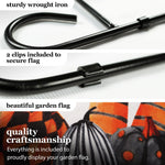 Load image into Gallery viewer, G128 Combo Pack: Garden Flag Stand Black 36 in x 16 in &amp; Garden Flag Halloween Decoration Witch Feet and Spooky Pumpkins 12x18 DoubleSided Burlap Fabric
