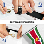 Load image into Gallery viewer, G128 Combo Pack: 6 Ft Tangle Free Aluminum Spinning Flagpole (Black) &amp; Suriname Surinamese Flag 3x5 Ft, LiteWeave Pro Series Printed 150D Polyester  Pole with Flag Included