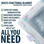 Load image into Gallery viewer, Muslin Swaddle Blankets Large Size Soft Breathable Bamboo Cotton Prevents Overheating Set of 2 Gender Neutral Design Nursing Cover Swaddling Blanket Feather Print Boy Girl Burp Cloth