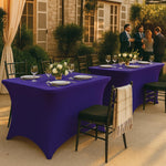 Load image into Gallery viewer, Purple Spandex Table Covers 6ft 2 Pack Elegant Durable Stretchy 6ft Table Cover Fitted Wrinkle and Stain Resistant Elastic Leg Pockets