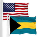 Load image into Gallery viewer, G128 Combo Pack: American USA Flag 3x5 Ft &amp; Bahamas Bahamian Flag 3x5 Ft  Both LiteWeave Pro Series Printed 150D Polyester, Brass Grommets