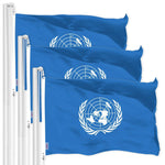 Load image into Gallery viewer, G128 3 Pack: United Nations Flag  3x5 Ft  LiteWeave Pro Series Printed 150D Polyester  Indoor/Outdoor, Vibrant Colors, Brass Grommets, Thicker and More Durable Than 100D 75D Polyester