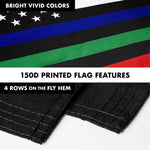 Load image into Gallery viewer, G128 Combo Pack: Flag Pole 6 FT White Tangle Free &amp; Thin Blue Green Red Line Flag 3x5 FT Brass Grommets Printed Polyester (Flag Included) Aluminum Flag Pole