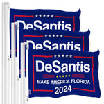 Load image into Gallery viewer, G128 3 Pack: DeSantis Election Make America Florida Flag  3x5 Ft  LiteWeave Pro Printed 150D Polyester  Election Flag, Vibrant Colors, Brass Grommets, Thicker and More Durable Than 100D 75D Poly