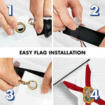 Load image into Gallery viewer, G128 Combo Pack: 5 Ft Tangle Free Aluminum Spinning Flagpole (Black) &amp; Florida FL State Flag 2.5x4 Ft, StormFlyer Series Embroidered 220GSM Spun Polyester  Pole with Flag Included