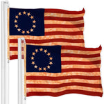 Load image into Gallery viewer, G128 2 Pack: Betsy Ross TeaStained Flag  3x5 Ft  LiteWeave Pro Series Printed 300D Polyester  Historical Flag, Vibrant Colors, Brass Grommets, Thicker and More Durable Than 100D 75D Polyester