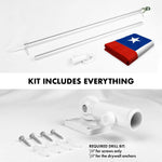 Load image into Gallery viewer, G128 Combo Pack: 6 Ft Tangle Free Aluminum Spinning Flagpole (Silver) &amp; Chile Chilean Flag 3x5 Ft, ToughWeave Series Embroidered 300D Polyester  Pole with Flag Included