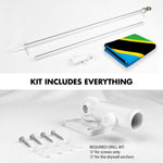Load image into Gallery viewer, G128 Combo Pack: 6 Ft Tangle Free Aluminum Spinning Flagpole (Silver) &amp; Tanzania Tanzanian Flag  3x5 Ft, LiteWeave Pro Series Printed 150D Polyester  Pole with Flag Included