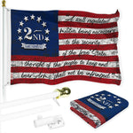 Load image into Gallery viewer, G128 Combo Pack: 6 Ft Tangle Free Aluminum Spinning Flagpole (White) &amp; 2nd Amendment American Flag 3x5 Ft, LiteWeave Pro Series Printed 150D Polyester  Pole with Flag Included