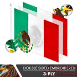 Load image into Gallery viewer, Mexico Mexican Flag 2x3FT 3Pack Doublesided Embroidered Polyester By G128