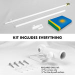 Load image into Gallery viewer, G128 Combo Pack: 6 Ft Tangle Free Aluminum Spinning Flagpole (White) &amp; Rwanda Rwandan Flag 3x5 Ft, LiteWeave Pro Series Printed 150D Polyester  Pole with Flag Included