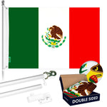 Load image into Gallery viewer, G128  6 Feet Tangle Free Spinning Flagpole (Silver) Mexico Double Sided Brass Grommets Embroidered 3x5 ft (Flag Included) Aluminum Flag Pole