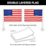 Load image into Gallery viewer, G128 2 Pack: American USA Car Flag  11x17 In  Double LiteWeave Pro Series Double Sided Printed 150D Polyester  Flagpole Included  Perfect for Festival Celebrations, Parades
