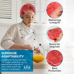 Load image into Gallery viewer, Red Bouffant Caps 21 Inch Pack of 100 Non Woven Hair Caps with Elastic Band Breathable Disposable Polypropylene Hats Unisex Protective Hair Covers for Food Service