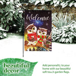 Load image into Gallery viewer, G128 Combo Pack: Garden Flag Stand Black 36 in x 16 in &amp; Garden Flag Winter Decoration Cozy Owls with Scarves 12x18 DoubleSided Blockout Fabric