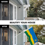 Load image into Gallery viewer, G128 Combo Pack: 6 Ft Tangle Free Aluminum Spinning Flagpole (White) &amp; Rwanda Rwandan Flag 3x5 Ft, LiteWeave Pro Series Printed 150D Polyester  Pole with Flag Included