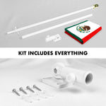 Load image into Gallery viewer, G128 Combo Pack: 5 Ft Tangle Free Aluminum Spinning Flagpole (White) &amp; Mexico Mexican Flag 2.5x4 Ft, ToughWeave Series Embroidered 300D Polyester  Pole with Flag Included
