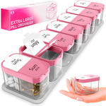 Load image into Gallery viewer, Extra Large Pill Organizer Pink White 2 Times A Day Big Pill Box 7 Day Am Pm XL