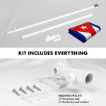 Load image into Gallery viewer, G128 Combo Pack: 6 Ft Tangle Free Aluminum Spinning Flagpole (White) &amp; Cuba Cuban Flag 3x5 Ft, ToughWeave Series Embroidered 300D Polyester  Pole with Flag Included