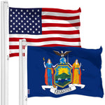 Load image into Gallery viewer, G128 Combo Pack: American USA Flag 3x5 Ft 150D &amp; New York NY State Flag 3x5 Ft 300D  Both LiteWeave Pro Series Printed Poly, Brass Grommets