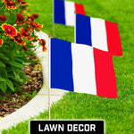 Load image into Gallery viewer, G128 12 Pack Handheld France French Stick Flags  12x18 In  Printed 150D Polyester, Country Flag, Solid Wooden Stick, Spear Gold Tip