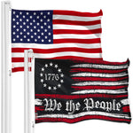 Load image into Gallery viewer, G128 Combo Pack: American USA Flag 3x5 Ft &amp; We the People American Flag 3x5 Ft  Both LiteWeave Pro Series Printed 150D Polyester, Brass Grommets