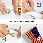 Load image into Gallery viewer, G128 Combo Pack: 6 Ft Tangle Free Aluminum Spinning Flagpole (White) &amp; Betsy Ross TeaStained Flag 3x5 Ft, LiteWeave Pro Series Printed 300D Polyester  Pole with Flag Included