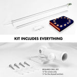 Load image into Gallery viewer, G128 Combo Pack: 6 Ft Tangle Free Aluminum Spinning Flagpole (Silver) &amp; Betsy Ross TeaStained Flag 3x5 Ft, LiteWeave Pro Series Printed 300D Polyester  Pole with Flag Included