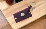 Load image into Gallery viewer, Purple Leather Keychain Coin Holder for Man and Women Airtag Holder Keychain