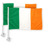 Load image into Gallery viewer, G128 2 Pack: Ireland Irish Car Flag  11x17 In  Double LiteWeave Pro Series Double Sided Printed 150D Polyester  Flagpole Included  Perfect for Festival Celebrations, Parades