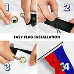 Load image into Gallery viewer, G128 Combo Pack: 6 Ft Tangle Free Spinning Flagpole (Black) &amp; Haiti Flag 3x5 Ft Embroidered 220GSM Spun Polyester, Brass Grommets (Flag Included) Aluminum Flag Pole