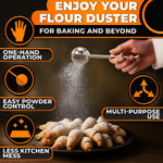 Load image into Gallery viewer, Sourdough Flour Duster for Bread Baking – Powdered Sugar Shaker Duster with Spring loaded System &amp; One Handed Operation – Stainless Steel Mini Flour Sifter for Baking Corn Starch Cocoa &amp; Spices