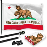 Load image into Gallery viewer, G128 Combo Pack: 6 Feet Tangle Free Spinning Flagpole (Black) California Double Headed Bear Flag 3x5 ft Printed 150D Brass Grommets (Flag Included) Aluminum Flag Pole