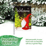 Load image into Gallery viewer, G128 Combo Pack: Garden Flag Stand Black 36 in x 16 in &amp; Garden Flag Winter Decoration Welcome Festive Gnome with Lantern 12x18 DoubleSided Blockout Fabric