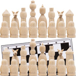 Load image into Gallery viewer, Unfinished Wood Chess Pieces with Vinyl Chess Board Paint Your Own Chess Set