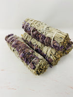 Load image into Gallery viewer, Bholi Sage Plus Sage Smudge Kit for Cleansing Negative Energy Lavender with White Sage Smudge Sticks Pack of 4