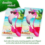 Load image into Gallery viewer, House Flag Hello Summer Peace Sign Flamingo 28x40 Inch Printed Blockout