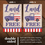 Load image into Gallery viewer, G128 Garden Flag Land of the Free American Truck  12x18 Inch  Printed Burlap Polyester  Patriotic Decoration
