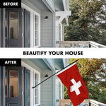 Load image into Gallery viewer, Combo Pack: 6 Feet Tangle Free Spinning Flagpole (Black) Switzerland Swiss Flag 3x5 ft Printed 150D Brass Grommets (Flag Included) Aluminum Flag Pole