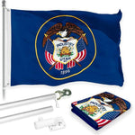 Load image into Gallery viewer, G128 Combo Pack: 6 Feet Tangle Free Spinning Flagpole (Silver) Utah UT State Flag 3x5 ft Printed 150D Brass Grommets (Flag Included) Aluminum Flag Pole