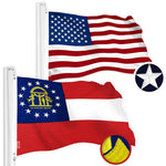 Load image into Gallery viewer, G128 Combo Pack: American USA Flag 4x6 Ft &amp; Georgia Flag 4x6 Ft, Both Embroidered SPUN Polyester, Indoor/Outdoor, Brass Grommets