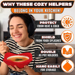 Load image into Gallery viewer, 6 Pcs Soup Bowl Holders for Hot Food Heat Resistant Fabric Soup Cozy Bowl Warmer Holder for Kitchen Fits Standard Dishes up to 6.5  &amp; Plates 7.1  – Washable &amp; Reusable  Safe Handling &amp; Trivet Use