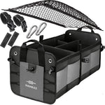 Load image into Gallery viewer, Trunk Organizer with Covering Net Attachable Non Slip Pads and Stainless Hooks Two Shades of Gray