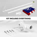 Load image into Gallery viewer, G128 Combo Pack: 5 Ft Tangle Free Aluminum Spinning Flagpole (White) &amp; American USA Yacht Ensign Flag 2.5x4 Ft, ToughWeave Series Embroidered 300D Polyester  Pole with Flag Included