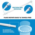 Load image into Gallery viewer, G128 Combo Pack: 6 Ft Tangle Free Aluminum Spinning Flagpole (White) &amp; Kuwait Kuwaiti Flag 3x5 Ft, LiteWeave Pro Series Printed 150D Polyester  Pole with Flag Included
