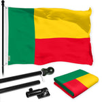 Load image into Gallery viewer, G128 Combo Pack: 6 Ft Tangle Free Aluminum Spinning Flagpole (Black) &amp; Benin Beninese Flag 3x5 Ft, LiteWeave Pro Series Printed 150D Polyester  Pole with Flag Included