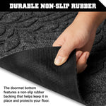 Load image into Gallery viewer, Home Entrance Grey Leaves Door Mat Deluxe 17x29.5 in Absorbent Natural Rubber