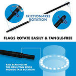 Load image into Gallery viewer, G128 Combo Pack: 5 Ft Tangle Free Spinning Flagpole (Black) &amp; Christian Flag 2.5x4 Ft Embroidered 220GSM Spun Polyester, Brass Grommets (Flag Included) Aluminum Flag Pole