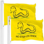 Load image into Gallery viewer, G128 2 Pack: No Step on Snek Cute Cartoon Flag  3x5 Ft  LiteWeave Pro Series Printed 150D Poly  Novelty Flag, Indoor/Outdoor, Brass Grommets, Thicker and More Durable Than 100D 75D Poly