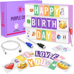 Load image into Gallery viewer, Purple Cinema Light Box with 312 Letters Emojis 3 Markers Led Light Box Sign